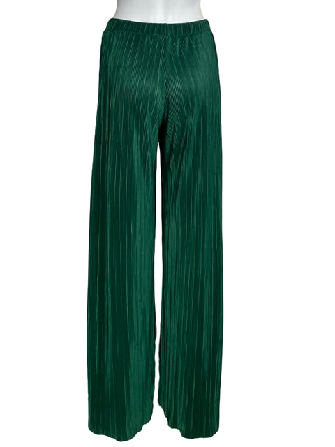 Pantalón Zara Plisado Fluido Verde-Talla M
