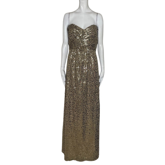 Vestido Nightway Lentejuelas Beige-Talla 10