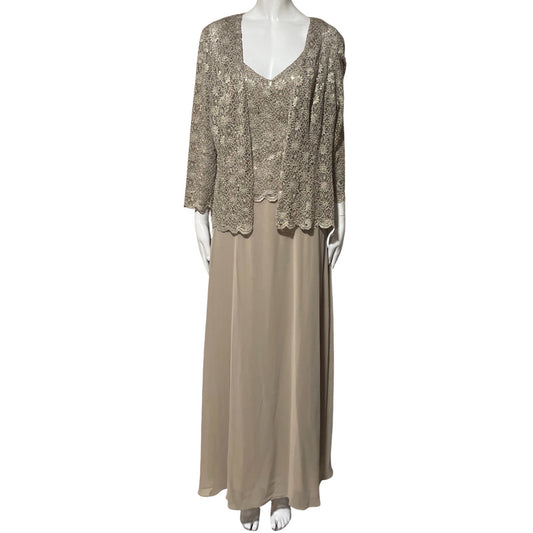 Vestido Alex Evenings Chaleco Beige-Talla 10