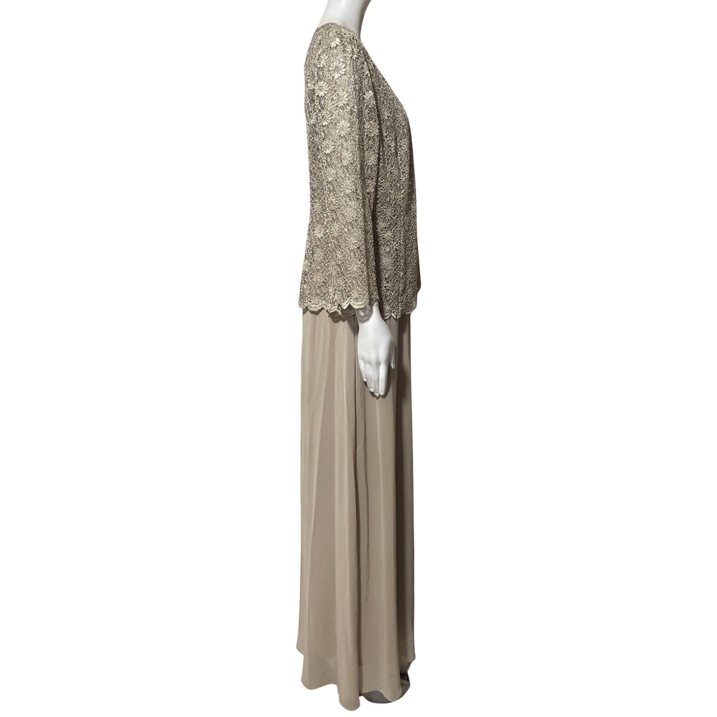 Vestido Alex Evenings Chaleco Beige-Talla 10