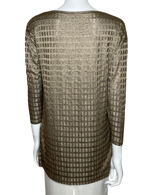 Blusa Zara Media Manga Cuadros Marrón-Talla M