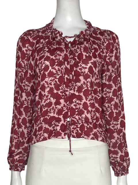 Blusa Intermix Mangas Larga Flores Rojo - Talla S