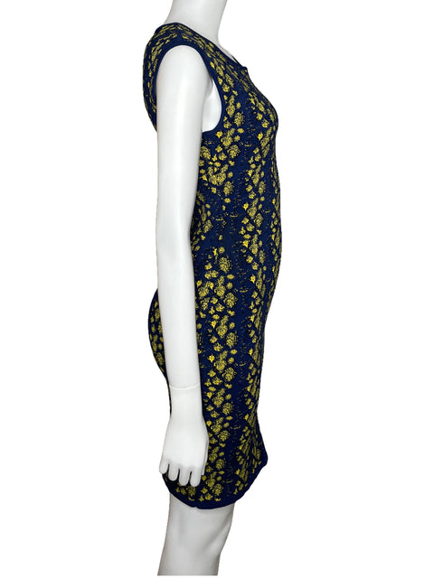 Vestido BCBG Estampado Sin Mangas Mini Azul-Talla S