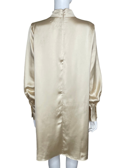 Vestido Tesoro TPS Satinado Manga Larga Beige-Talla L