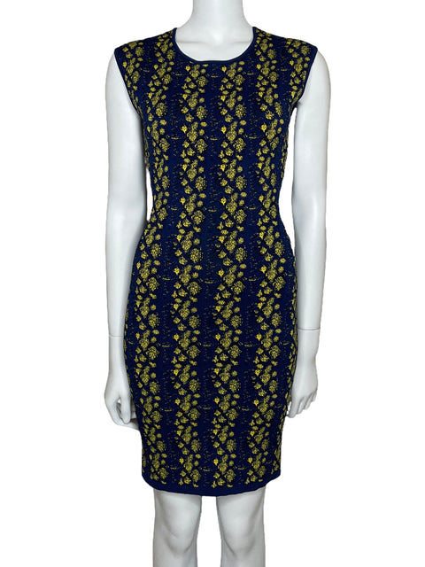 Vestido BCBG Estampado Sin Mangas Mini Azul-Talla S