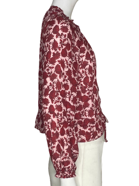 Blusa Intermix Mangas Larga Flores Rojo - Talla S