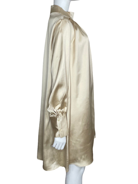 Vestido Tesoro TPS Satinado Manga Larga Beige-Talla L