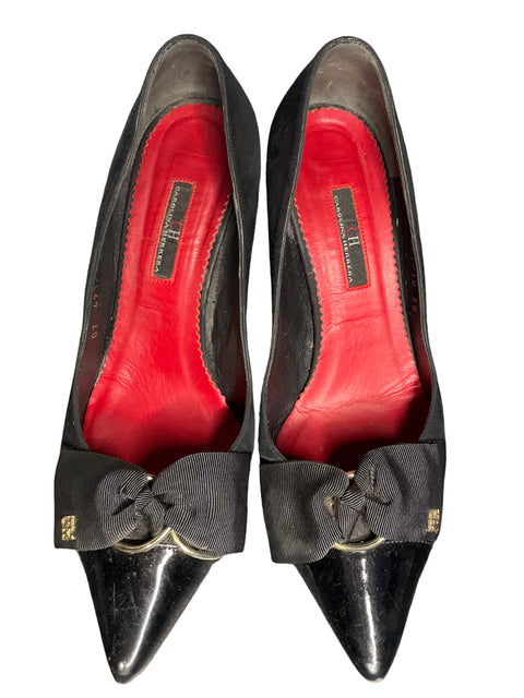 * Calzado Carolina Herrera Lazo Charol Negro-Talla 8