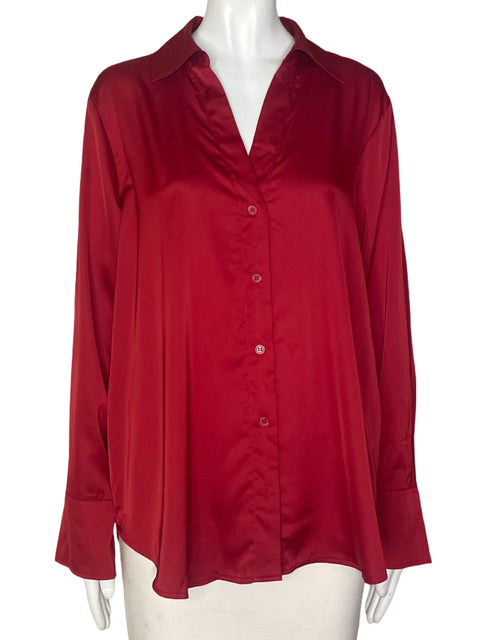 Camisa H&M Satinada Manga Larga Rojo-Talla M