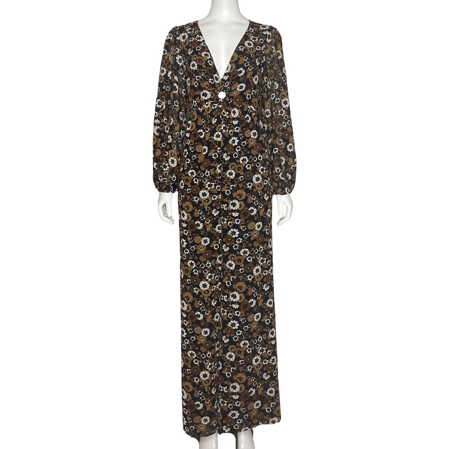 Mono Michael Kors Mangas Largas Floral Marron - Talla S