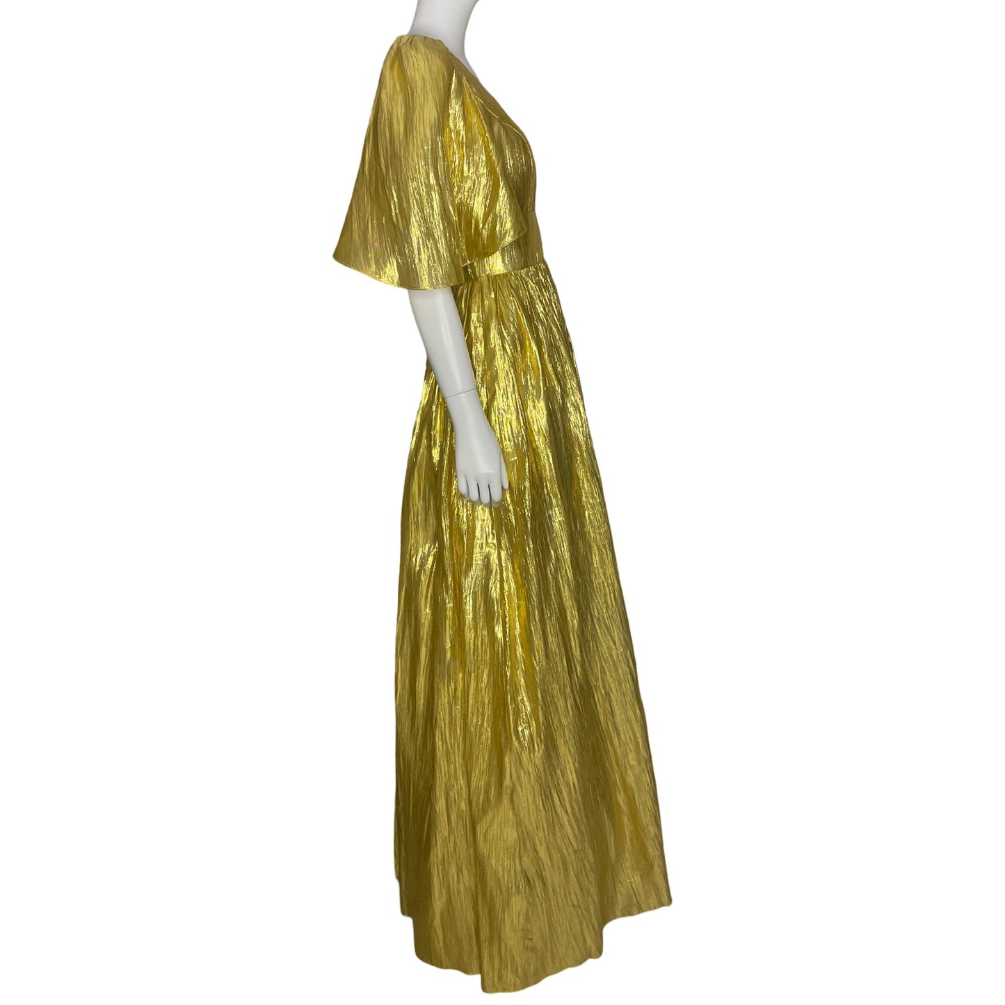Vestido Bariano Mangas Puff Dorado - Talla 12