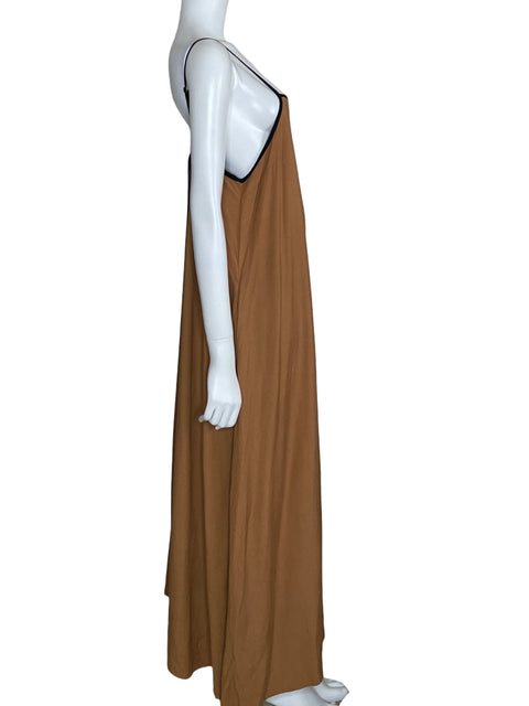 Vestido Tesoro TPS Fluido Maxi Marrón-Talla L