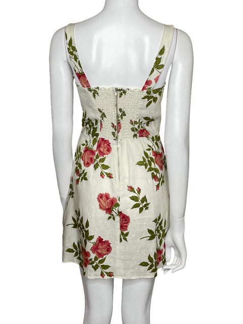 Vestido Reformation Floral Mini Blanco-Talla 4