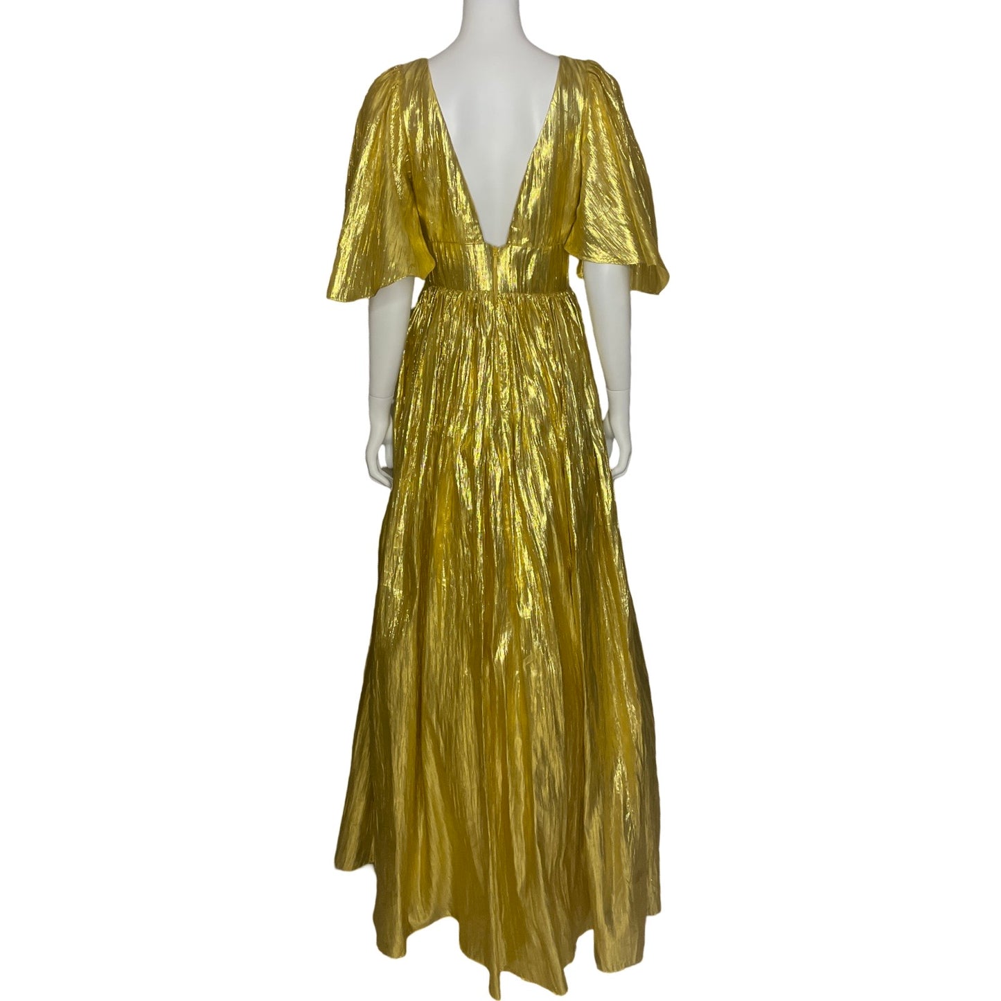 Vestido Bariano Mangas Puff Dorado - Talla 12