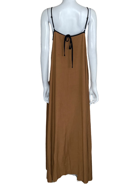 Vestido Tesoro TPS Fluido Maxi Marrón-Talla L