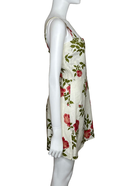 Vestido Reformation Floral Mini Blanco-Talla 4