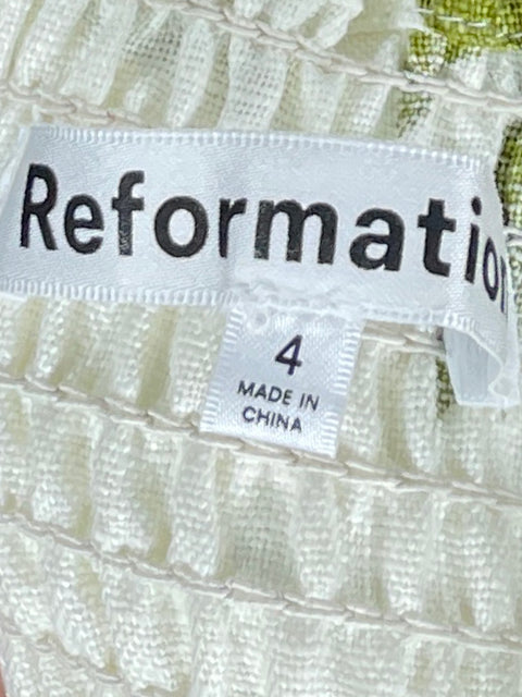 Vestido Reformation Floral Mini Blanco-Talla 4