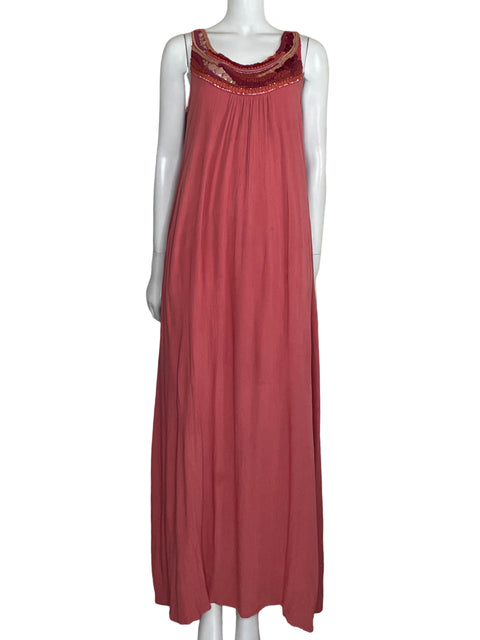 Vestido SoftSurroundings Maxi Fluido Rosado-Talla M