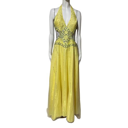 Vestido Trendy Cuello Amarre Amarillo-Talla 8