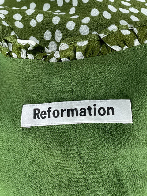 Vestido Reformation Puntos Manga Larga Verde-Talla 4
