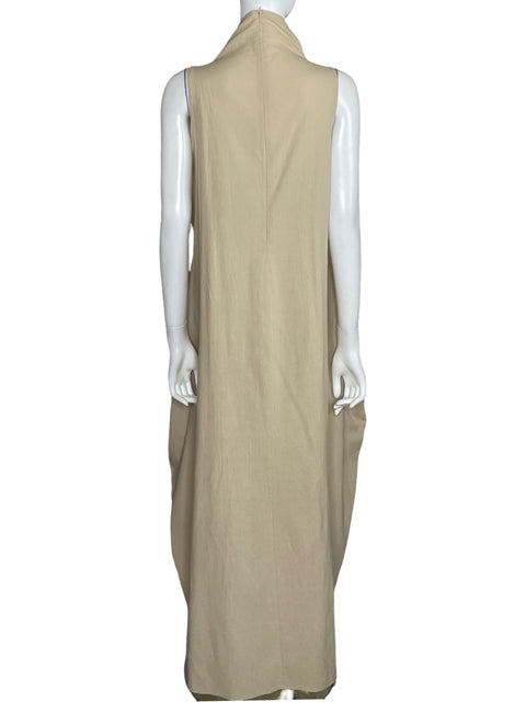 Vestido Tesoro TPS Cuello Alto Fluido Beige-Talla L