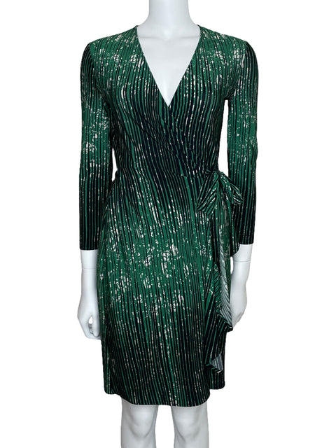 Vestido BCBG Media Manga Crossbody Verde-Talla XS