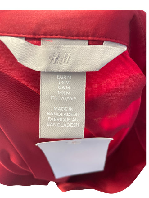 Camisa H&M Satinada Manga Larga Rojo-Talla M