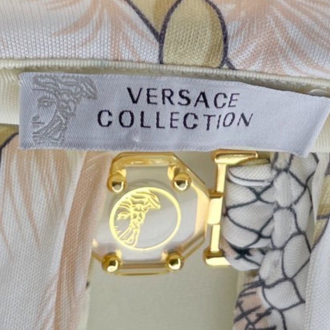 Vestido Versace Collection Midi  Estampado Cordones 
Blanco-Talla 44