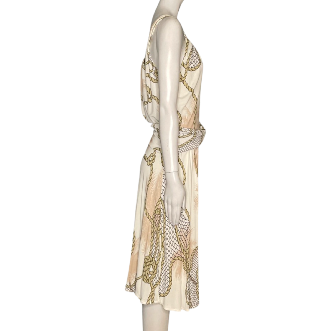 Vestido Versace Collection Midi  Estampado Cordones 
Blanco-Talla 44