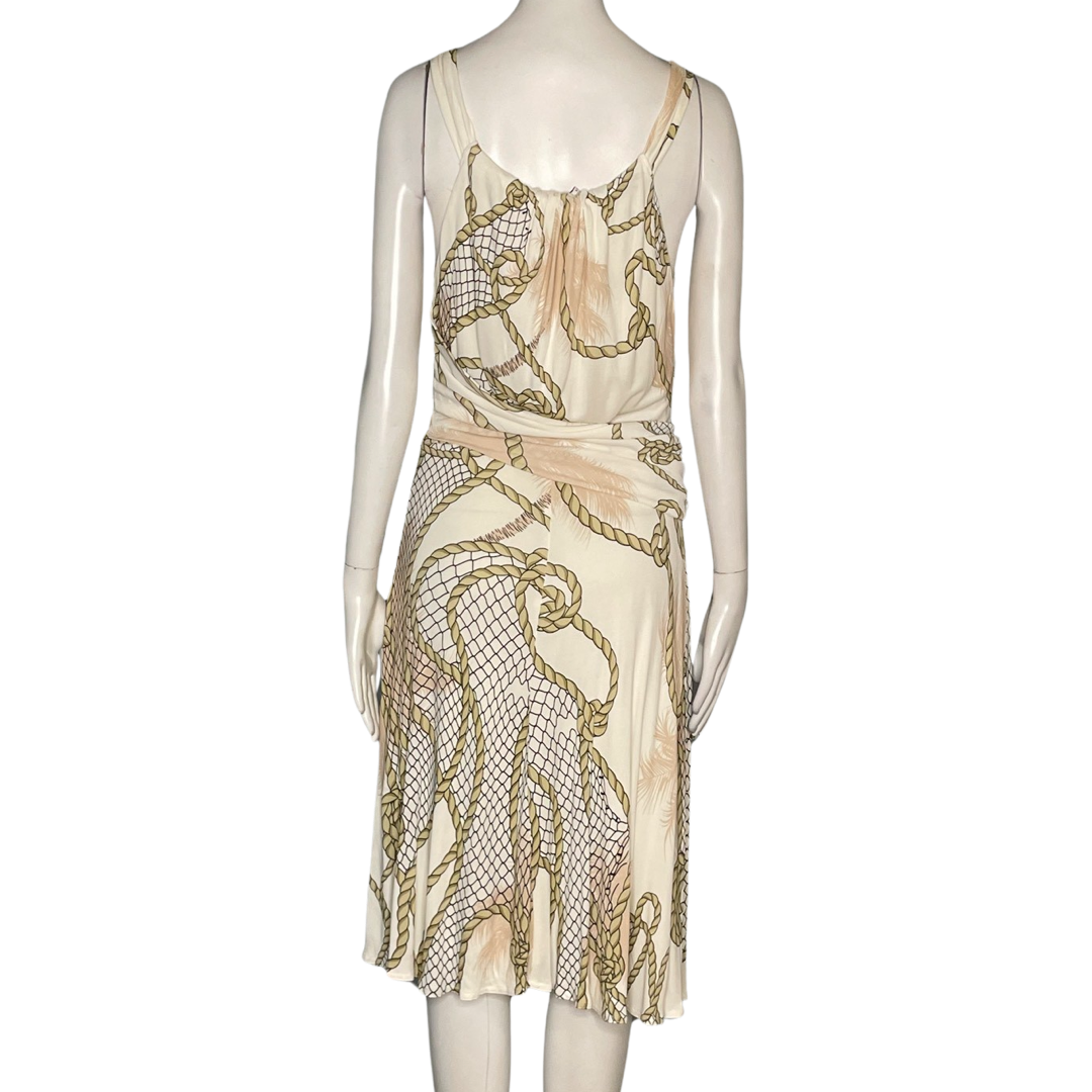 Vestido Versace Collection Midi  Estampado Cordones 
Blanco-Talla 44