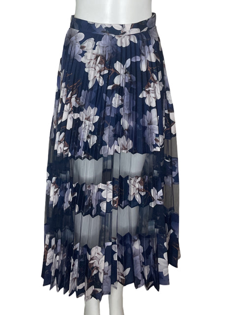 Falda Ina Plizada Estampada Azul- Talla S