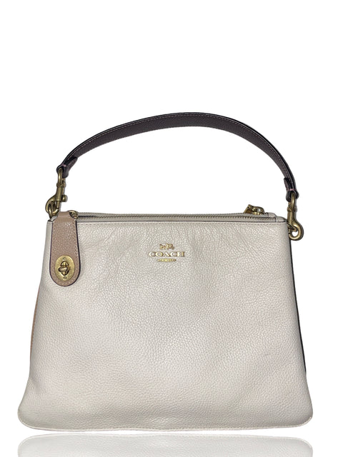 * Cartera Coach Doble Zipper Crossbody Blanco-Talla M