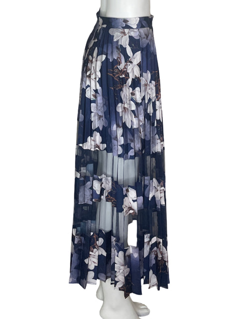 Falda Ina Plizada Estampada Azul- Talla S