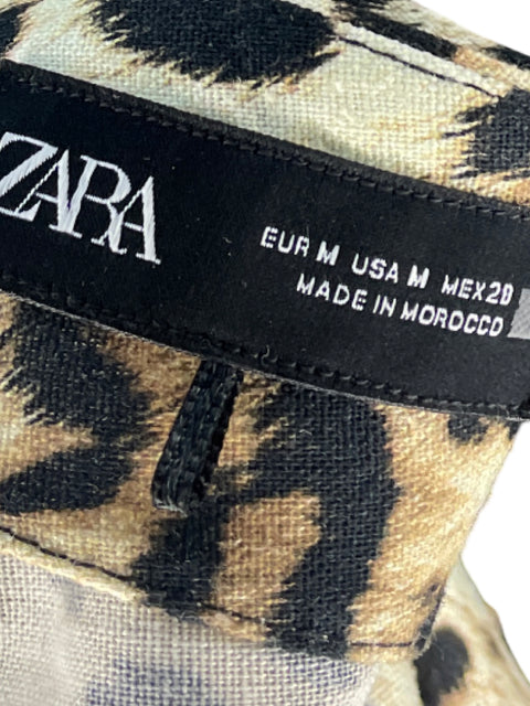 Vestido Zara Tunica Animal Print Beige-Talla M