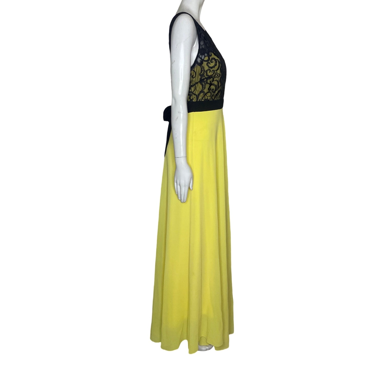 Vestido Macro Light Pecho Encaje Amarillo-Talla 42