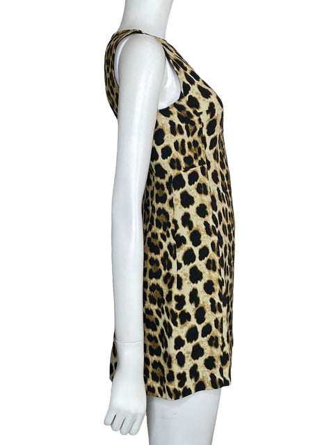 Vestido Zara Mini Animal Print Beige-Talla XS