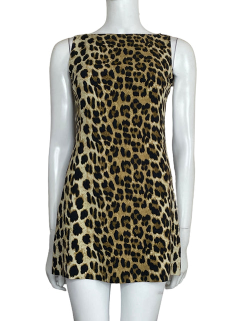 Vestido Zara Mini Animal Print Beige-Talla XS