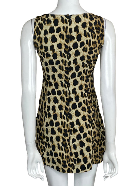Vestido Zara Mini Animal Print Beige-Talla XS