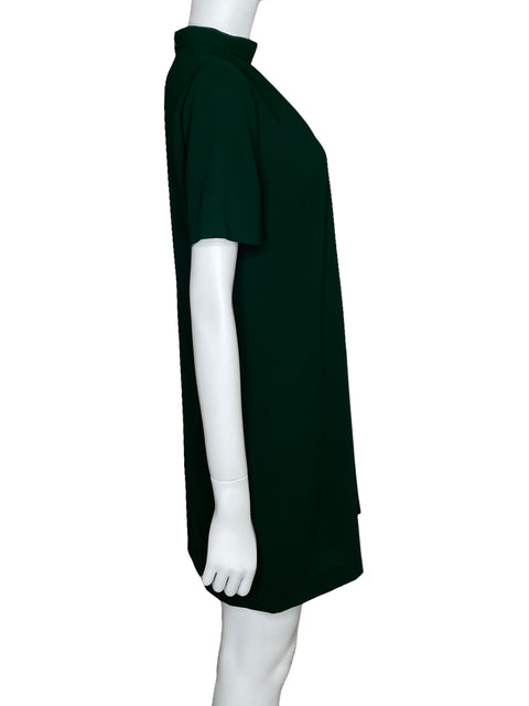Vestido Zara Cuello Alto Escote V Verde-Talla S