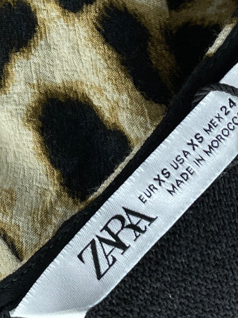 Vestido Zara Mini Animal Print Beige-Talla XS