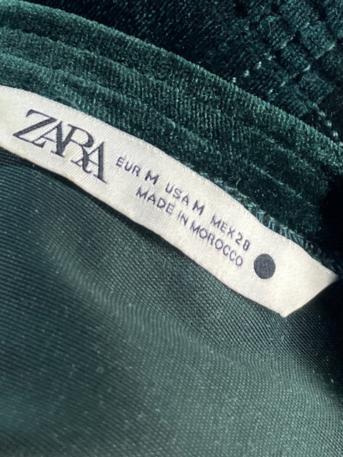 Vestido Zara Velvet Maxi Verde-Talla M