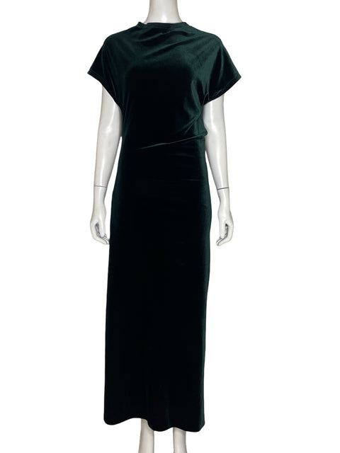 Vestido Zara Velvet Maxi Verde-Talla M