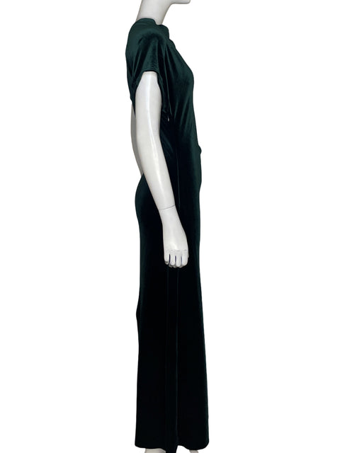 Vestido Zara Velvet Maxi Verde-Talla M