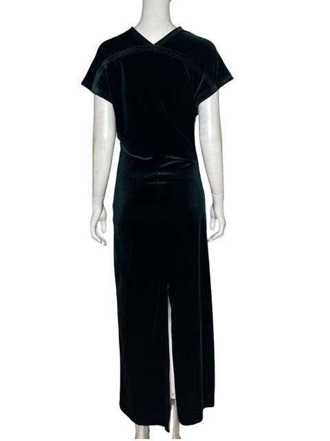 Vestido Zara Velvet Maxi Verde-Talla M