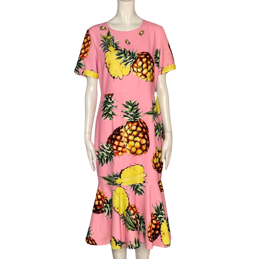 Vestido Dolce & Gabbana Ananas Print Rosado-Talla M