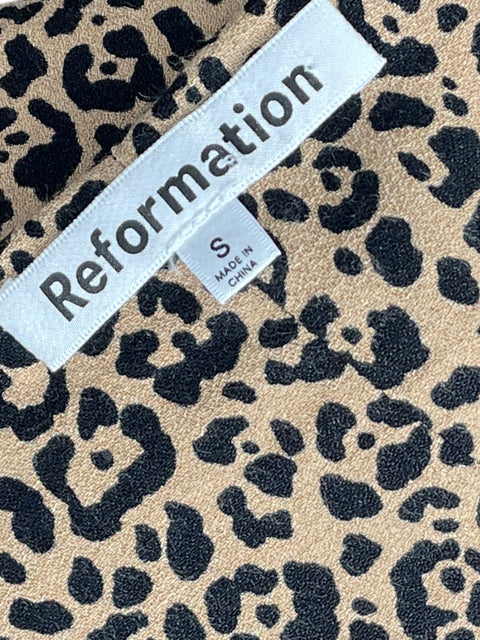Vestido Reformation Tirantes Animal Print Beige-Talla S
