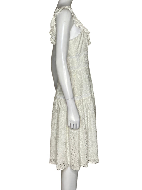 Vestido Adelyn Rae Encaje Vuelos Blanco-Talla S