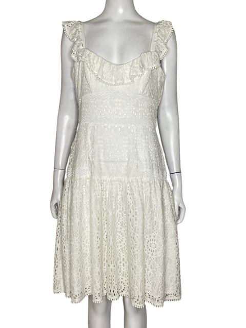 Vestido Adelyn Rae Encaje Vuelos Blanco-Talla S