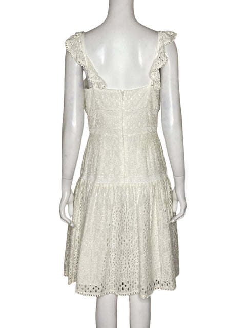 Vestido Adelyn Rae Encaje Vuelos Blanco-Talla S