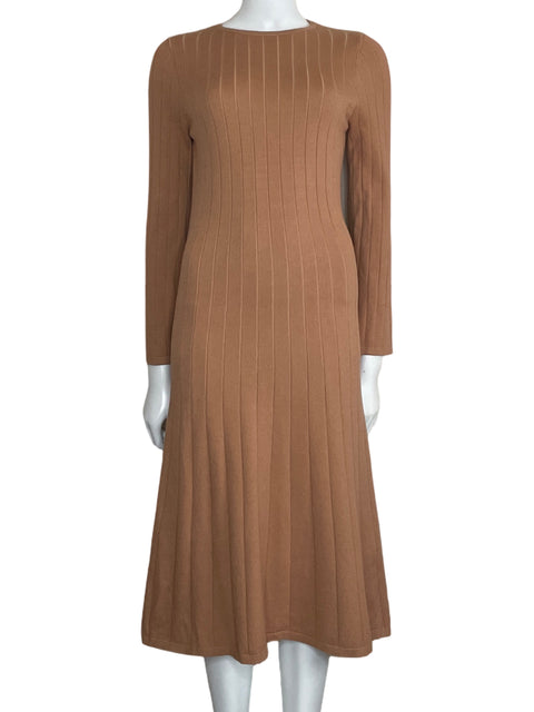 Vestido Ina Midi Manga Larga Marrón-Talla S